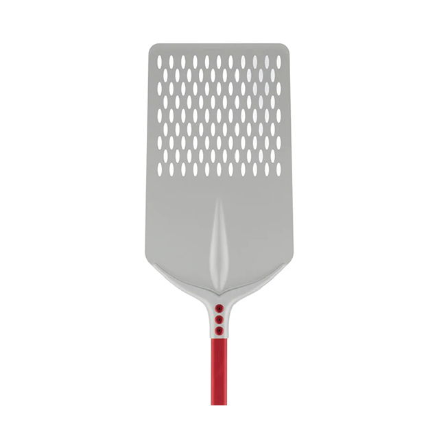 Pá Cerutti Inox TULIP Retangular Perfurada Cabo Vermelho